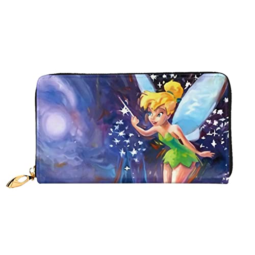 Tinker Bell and the Pirate Fairy Tinkerbell Cartera de cuero genuino Bloqueo RFID Titular de la tarjeta de crédito Organizador Monedero de viaje Bolso del teléfono celular Cartera plegable para mujere von Hdadwy