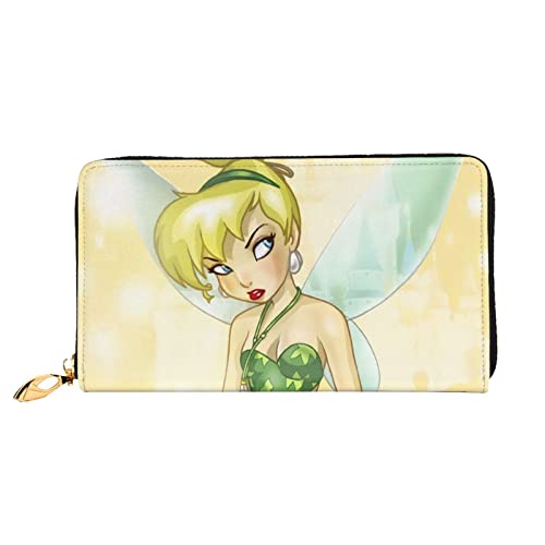 Tinker Bell and the Pirate Fairy Tinkerbell Cartera de cuero genuino Bloqueo RFID Titular de la tarjeta de crédito Organizador Monedero de viaje Bolso del teléfono celular Cartera plegable para mujere von Hdadwy