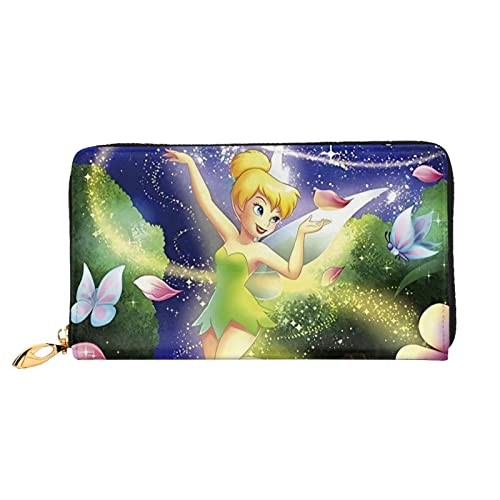 Tinker Bell and the Pirate Fairy Tinkerbell Cartera de cuero genuino Bloqueo RFID Titular de la tarjeta de crédito Organizador Monedero de viaje Bolso del teléfono celular Cartera plegable para mujere von Hdadwy