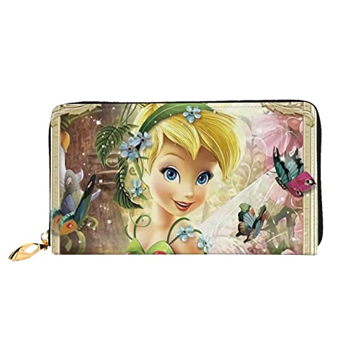 Tinker Bell and the Pirate Fairy Tinkerbell Cartera de cuero genuino Bloqueo RFID Titular de la tarjeta de crédito Organizador Monedero de viaje Bolso del teléfono celular Cartera plegable para mujere von Hdadwy