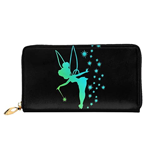 Tinker Bell and the Pirate Fairy Tinkerbell Cartera de cuero genuino Bloqueo RFID Titular de la tarjeta de crédito Organizador Monedero de viaje Bolso del teléfono celular Cartera plegable para mujere von Hdadwy
