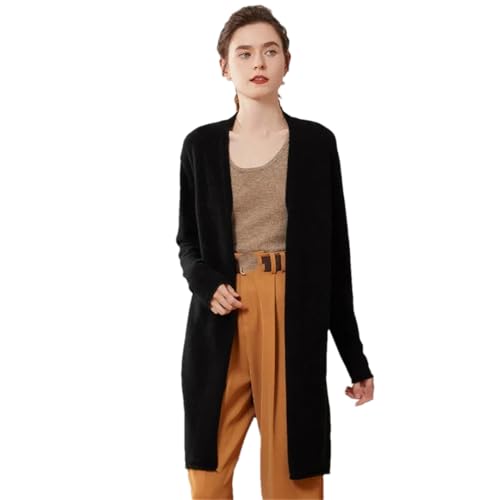 Damen Strick-Cardigan Langer Pullover Solide Lose Warm Langarm Offene Vorderseite Mäntel Top, Schwarz , Einheitsgröße von Hdhdeueh