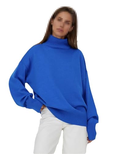 Damen Strickpullover Rollkragenpullover Casual Solid Lange Ärmel Pullover Jumper, S, L von Hdhdeueh