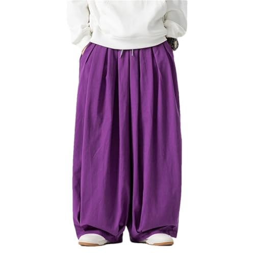 Hdhdeueh Herren-Jogginghose mit weitem Bein, elastische Taille, leger, Baggy-Haremshose, fuchsia, XL von Hdhdeueh