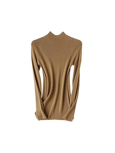 Hdhdeueh Schlanker Basic-Pullover Aus Wolle Mit Stehkragen Für Damen, Enger Herbst- Und Winterpullover khaki9 L von Hdhdeueh