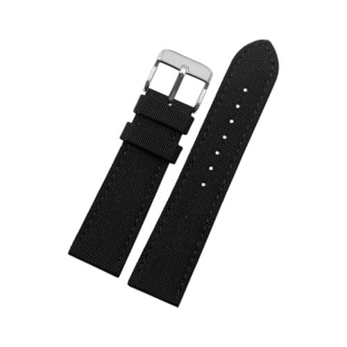Hdhfjks 19/20/22/23/24 mm Ersatzarmband aus Nylon-Leder, wasserdicht, Canvas-Material, lässig und vielseitig,A-Schwarz-Silber,24 mm Hdhfjks 19/20/22/23/24 mm Ersatzarmband aus Nylon-Leder, wasserdicht, Canvas-Material, lässig und vielseitig,A-Schwarz-Silber,24 mm von Hdhfjks