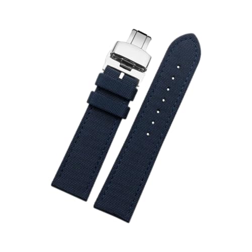 Hdhfjks 19/20/22/23/24 mm Ersatzarmband aus Nylon-Leder, wasserdicht, Canvas-Material, lässig und vielseitig,B-Blau-Silber,21 mm Hdhfjks 19/20/22/23/24 mm Ersatzarmband aus Nylon-Leder, wasserdicht, Canvas-Material, lässig und vielseitig,B-Blau-Silber,21 mm von Hdhfjks