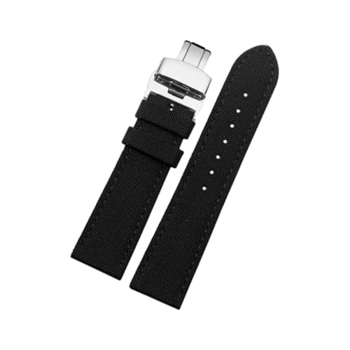 Hdhfjks 19/20/22/23/24 mm Ersatzarmband aus Nylon-Leder, wasserdicht, Canvas-Material, lässig und vielseitig,B-Schwarz-Silber,19 mm Hdhfjks 19/20/22/23/24 mm Ersatzarmband aus Nylon-Leder, wasserdicht, Canvas-Material, lässig und vielseitig,B-Schwarz-Silber,19 mm von Hdhfjks