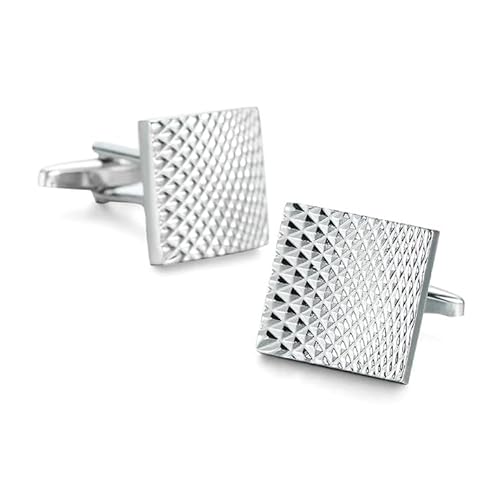 Manschettenknöpfe für Herrenhemden, quadratische, karierte Manschettenknöpfe aus Metall, Anzugzubehör, Jubiläumsgeschenke, Schmuckgeschenke,Farbe11,4 Stück von Hdhfjks