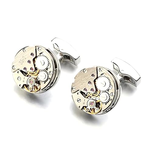 Manschettenknöpfe mit Uhrwerk, Mechanische Manschettenknöpfe im Punk-Stil, Manschettenknöpfe für Herrenhemden, Bekleidungszubehör, Jubiläumsgeschenke,Antik verkupfert,17,5 mm 2 Stück von Hdhfjks