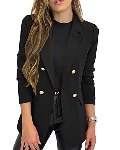 Hdieso Einfarbiger Damen-Blazer, langärmelig, Revers und Knopf, Schwarz, S Hdieso Einfarbiger Damen-Blazer, langärmelig, Revers und Knopf, Schwarz, S von Hdieso