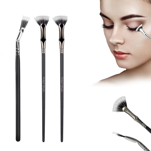 Folding Angle Scalloped Lash Brush,2024 New Mascara Brush Eyelash Comb Separator-Angled Fan Shaped Eyelash Brush for Upper Lower Eye Lash (3 PCS) von Hdnaihpp