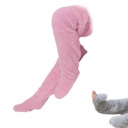 Hdnaihpp Teddy Legs, Teddy Legs Socks, Flauschig Winter warme Socken Teddy Fleece Overknee Strümpfe Weiche Knee High Socks für Herbst Winter Haussocken Wintersocken (Pink Purple) von Hdnaihpp