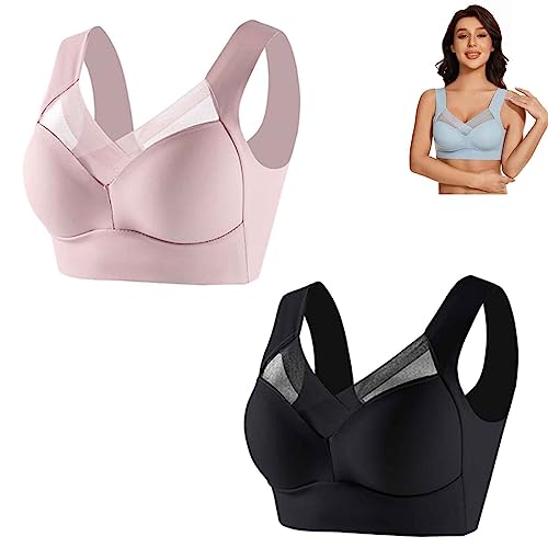 Wmbra Posture Correcting Bra, Posture Correcting Bra, Zenchic Bra Fashion Deep Cup Bra Summer Push-Up Wireless Bra (2 B, 2XL) von Hdnaihpp