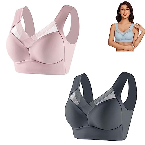 Wmbra Posture Correcting Bra, Posture Correcting Bra, Zenchic Bra Fashion Deep Cup Bra Summer Push-Up Wireless Bra (2 D, XL) von Hdnaihpp