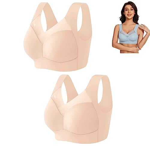 Wmbra Posture Correcting Bra, Posture Correcting Bra, Zenchic Bra Fashion Deep Cup Bra Summer Push-Up Wireless Bra (2 F, XL) von Hdnaihpp