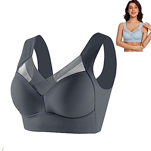 Wmbra Posture Correcting Bra, Posture Correcting Bra, Zenchic Bra Fashion Deep Cup Bra Summer Push-Up Wireless Bra (Dark Blue, 2XL) von Hdnaihpp