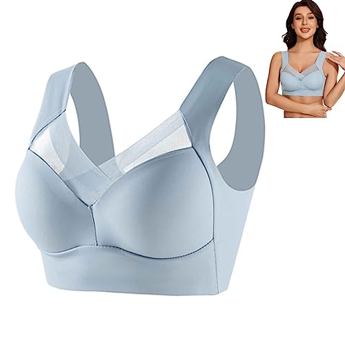 Wmbra Posture Correcting Bra, Posture Correcting Bra, Zenchic Bra Fashion Deep Cup Bra Summer Push-Up Wireless Bra (Light Blue, 3XL) von Hdnaihpp