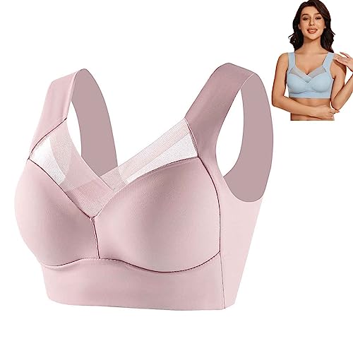 Wmbra Posture Correcting Bra, Posture Correcting Bra, Zenchic Bra Fashion Deep Cup Bra Summer Push-Up Wireless Bra (Pink, XL) von Hdnaihpp