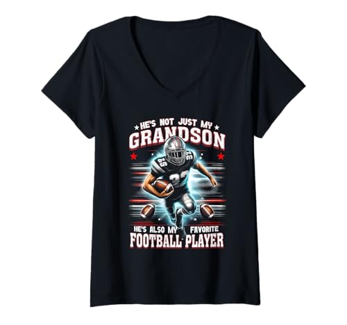 Damen Er ist Nicht nur Mein Enkel, er ist Lieblingsfußballspieler T-Shirt mit V-Ausschnitt Damen Er ist Nicht nur Mein Enkel, er ist Lieblingsfußballspieler T-Shirt mit V-Ausschnitt von He's Not Just My Grandson He's Favorite Football