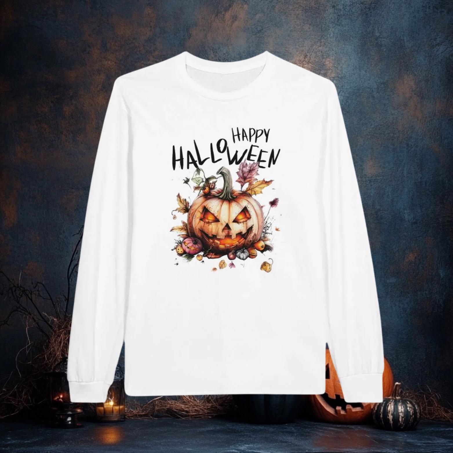 Halloween Langarm-T-Shirt Herbst Kürbis Für Damen Und Herren von HeARTfulVisionsDE