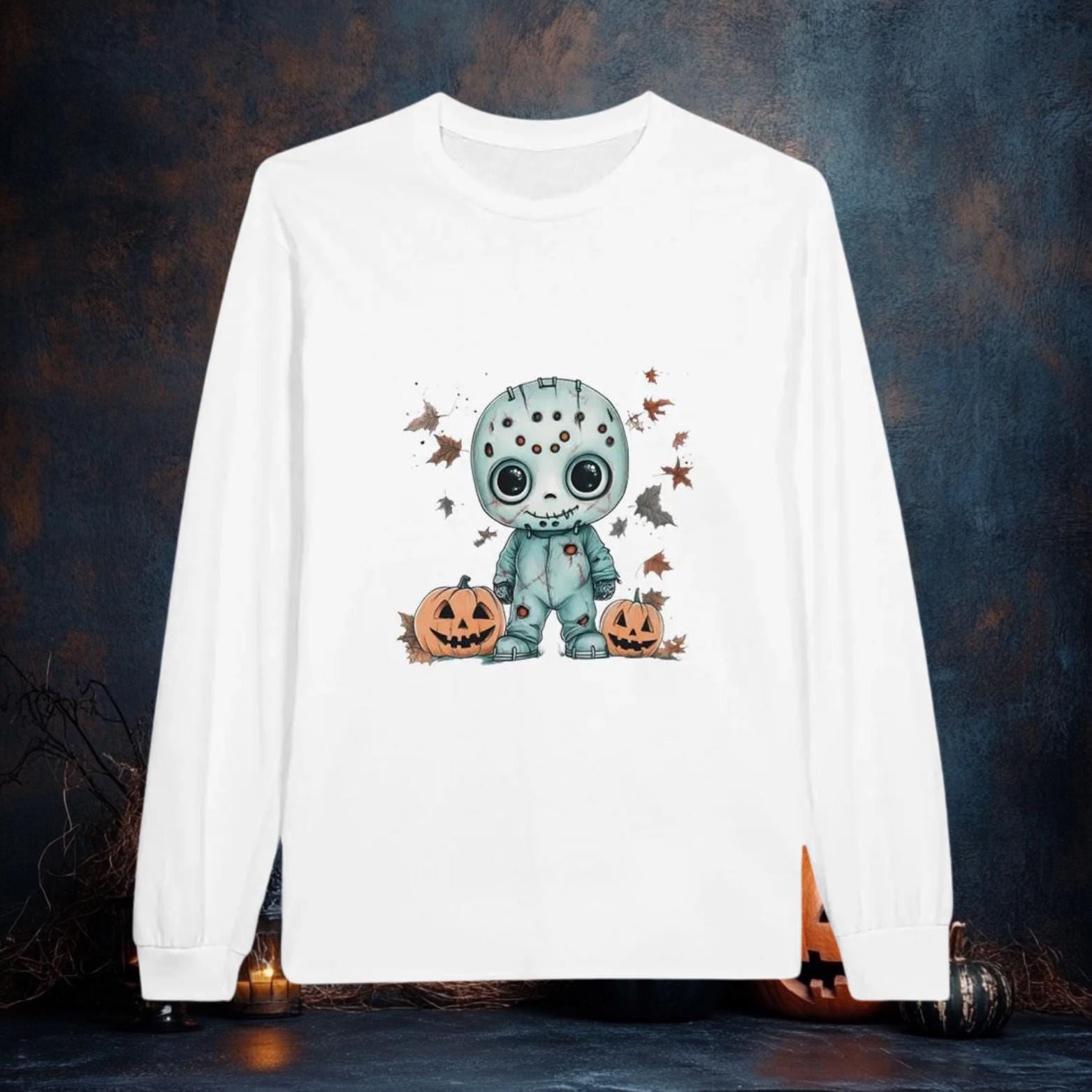 Halloween Langarm-T-Shirt Hockeymaske Kürbis Für Damen Und Herren von HeARTfulVisionsDE