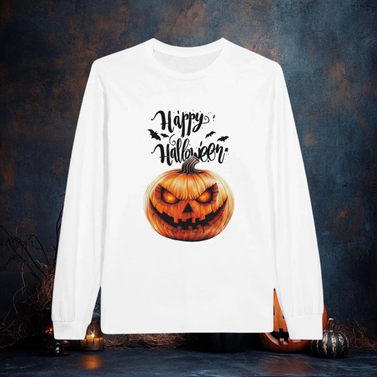 Halloween Langarm-T-Shirt Scary Kürbis Für Damen Und Herren von HeARTfulVisionsDE