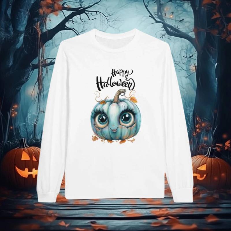Halloween Langarm-T-Shirt Süsser Kürbis Für Damen Und Herren von HeARTfulVisionsDE