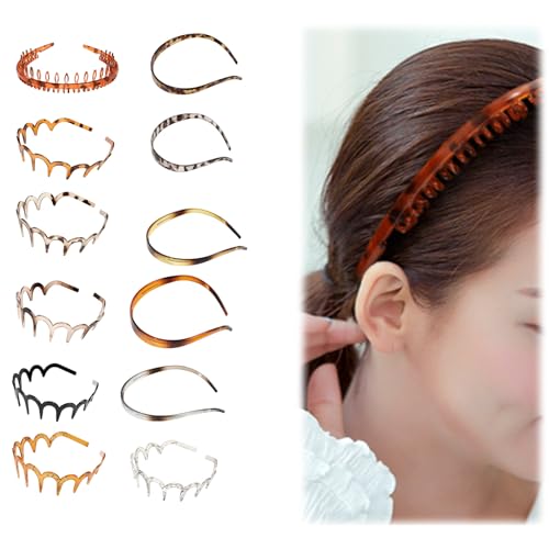 12 Stück Zickzack Haarreif,Gewellte Kunststoff Zick Zack Haarreifs,Haifischzahn Haarkamm Haarreif,Make Up Haarreifs für Frauen Sport Outdoor Tägliches von HeFZiYMOZaDP