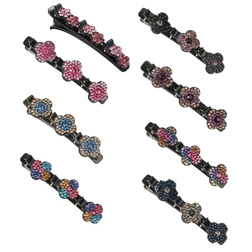 8 Stück Haarspangen mit funkelnden Kristallsteinen, geflochtene Haarspangen für Frauen und Mädchen, elegante Haarklammern, Strass-Haarklammern von HeFZiYMOZaDP
