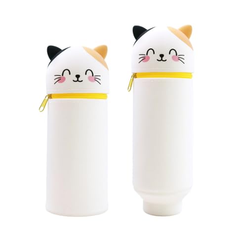 HeFZiYMOZaDP 2 pcs Kawaii Federmäppchen,mäppchen,Stand Up Federmäppchen,2-in-1 Weiche Silikontasche Niedliches Federmäppchen Tier Stifthalter Cartoon Bleistifthalter,Einziehbare,Mädchen Junge von HeFZiYMOZaDP