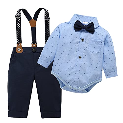 HeMa Island Baby Jungen Bekleidungssets Anzug Kleid Strampler hosenträger Fliege Krawatte Anzug Gentleman Festliche Taufe Hochzeit Langarm Baby Kleikind 3 Monate 6 Jahre(3259LB100) von HeMa Island