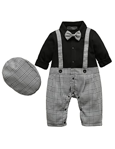 HeMa Island Baby Jungen Gentleman Anzug 0-18 Monate, Kleinkind Hochzeit Taufe Festliche Langarm Strampler Hemd + Fliege + Weste (7042B90) von HeMa Island