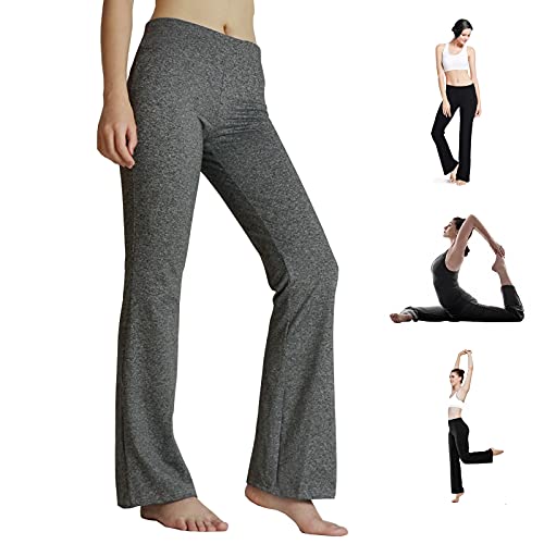 Damen Jogginghose, schnell trocknende Sporthose mit versteckten Taschen, mittlhohe Taille stilvolle freizeitliche Yogahose für Fitness, Outdoor-Sport und als Alltagskleidung (Hemp Gray, XXL) von HeTaiDa