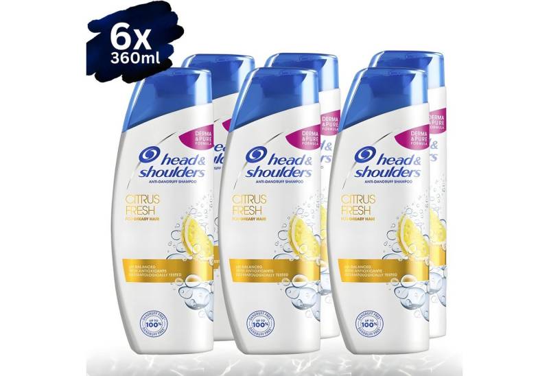 Head and Shoulders Haarshampoo 2in1 Anti Schuppen, 1er 3er 6er - Pack, 360 ml, Citrus, Classic, Menthol, Volume von Head and Shoulders