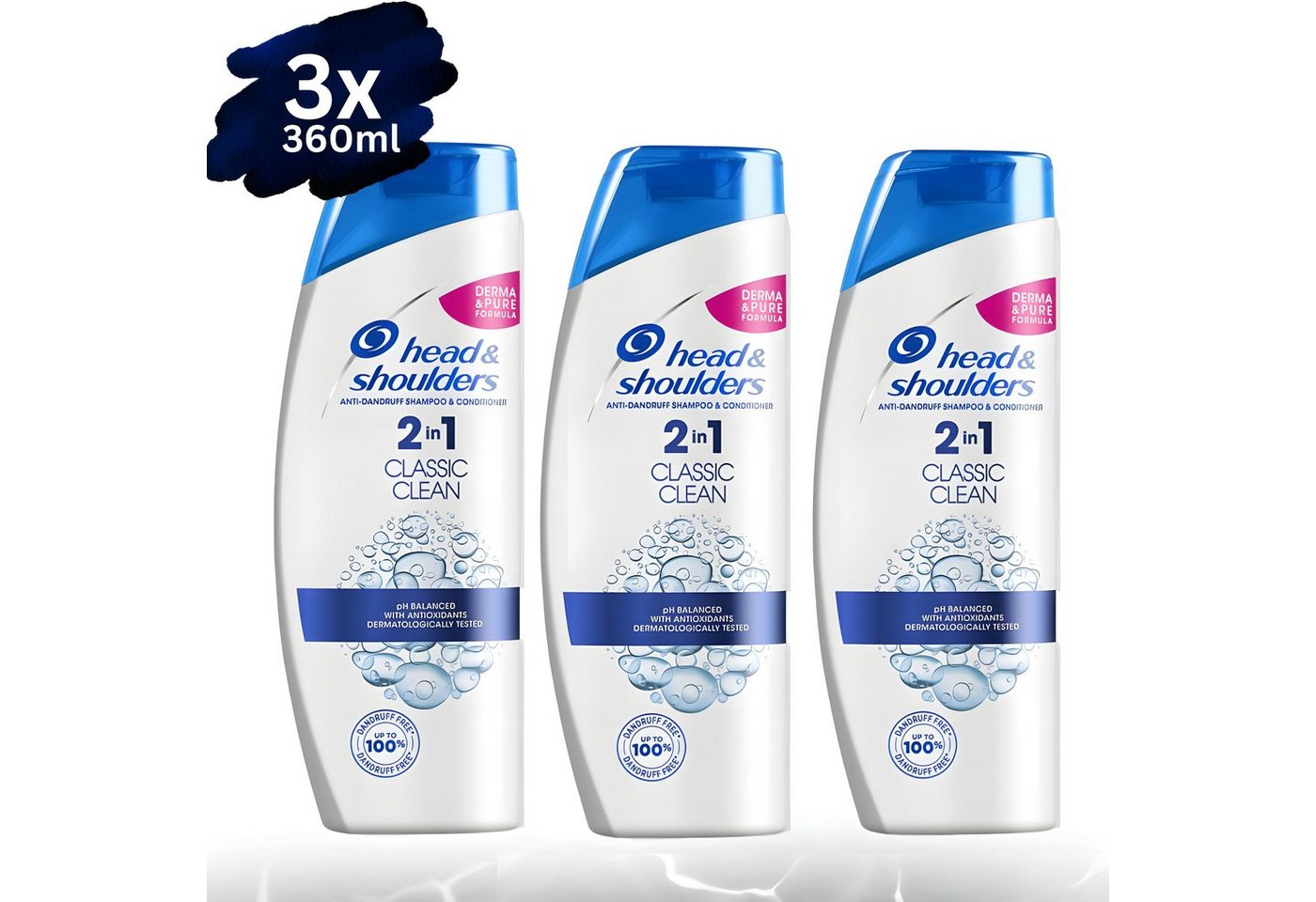 Head and Shoulders Haarshampoo 2in1 Anti Schuppen, 1er 3er 6er - Pack, 360 ml, Citrus, Classic, Menthol, Volume von Head and Shoulders