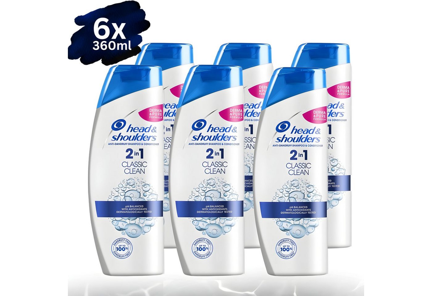 Head and Shoulders Haarshampoo 2in1 Anti Schuppen, 1er 3er 6er - Pack, 360 ml, Citrus, Classic, Menthol, Volume von Head and Shoulders