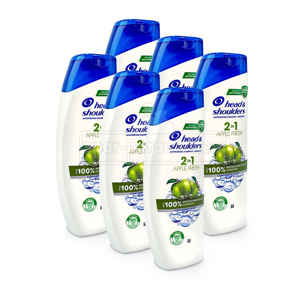 Head & Shoulders Haarshampoo Head & Shoulders Anti-Schuppen 2in1 Shampoo Apple Fresh, 360 ml x 6 von Head & Shoulders