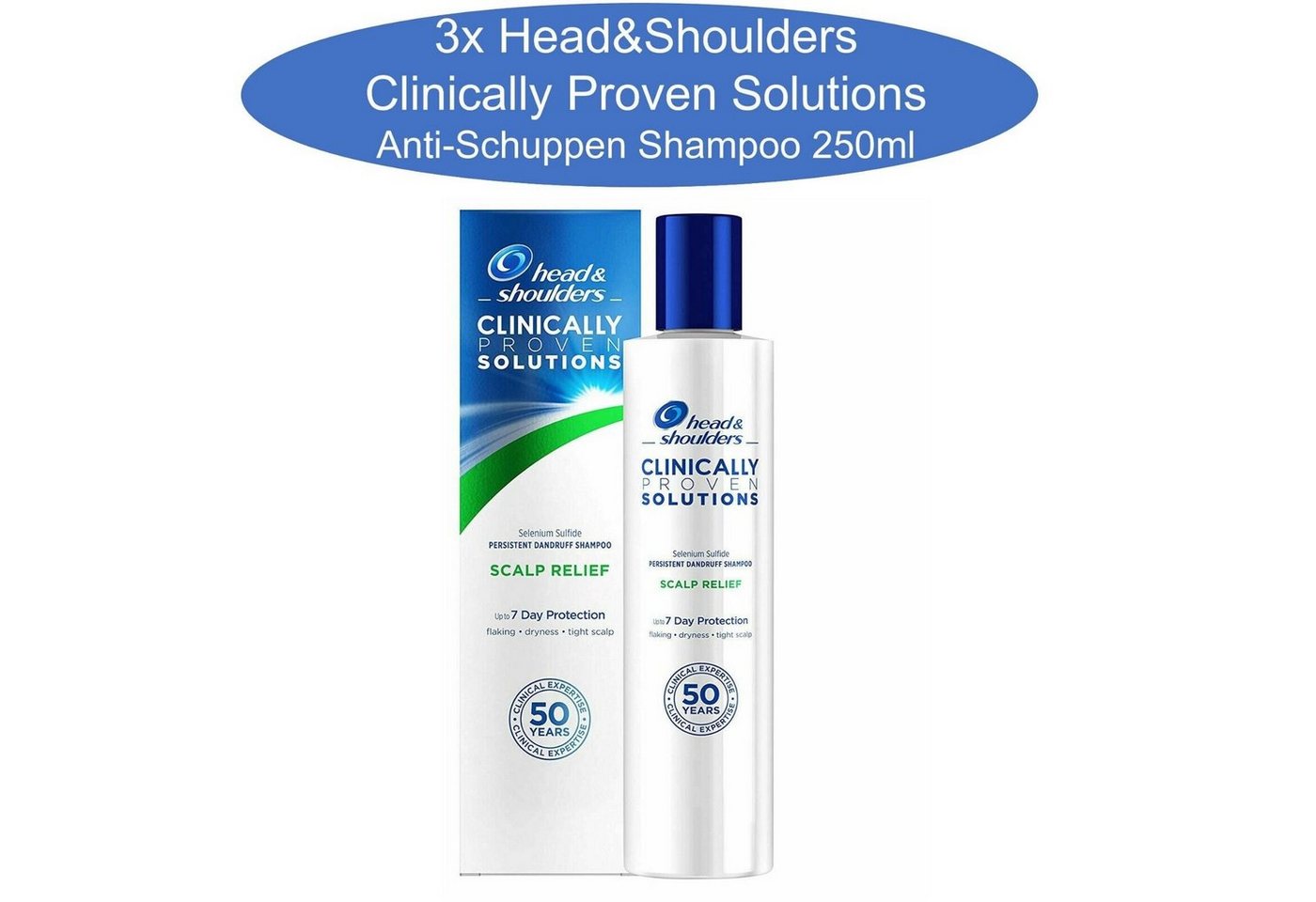 Head & Shoulders Haarshampoo Scalp Relief Anti Schuppen Shampoo Haarpflege Kopfhaut Pflege, Verleiht einen frischen Duft und sauberes Gefühl, Spendet Feuchtigkeit, 3-tlg., Shampoo gegen hartnäckige Schuppen, Schutz bereits bei Anwendung von Head & Shoulders