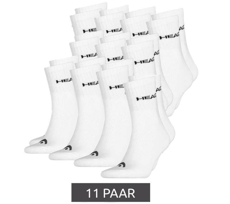 11 Paar HEAD All Sports Socken Damen und Herren Trainings-Socken Sport-Strümpfe 701236921 002 Weiß von Head