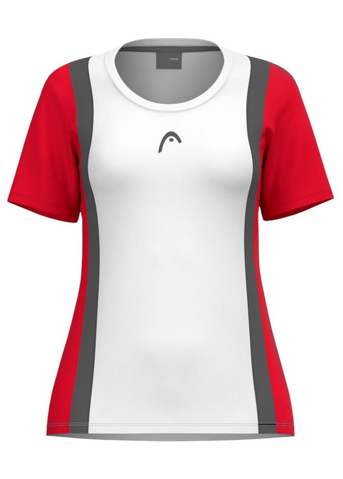 Head Tennisshirt Club 25 Tech (100% Polyester, schnelltrocknend) weiss/rot Damen von Head