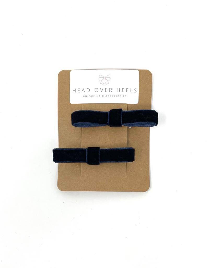 Navy Blau Samt Bogen Haarspangen Set von HeadOverHeelsEst2014