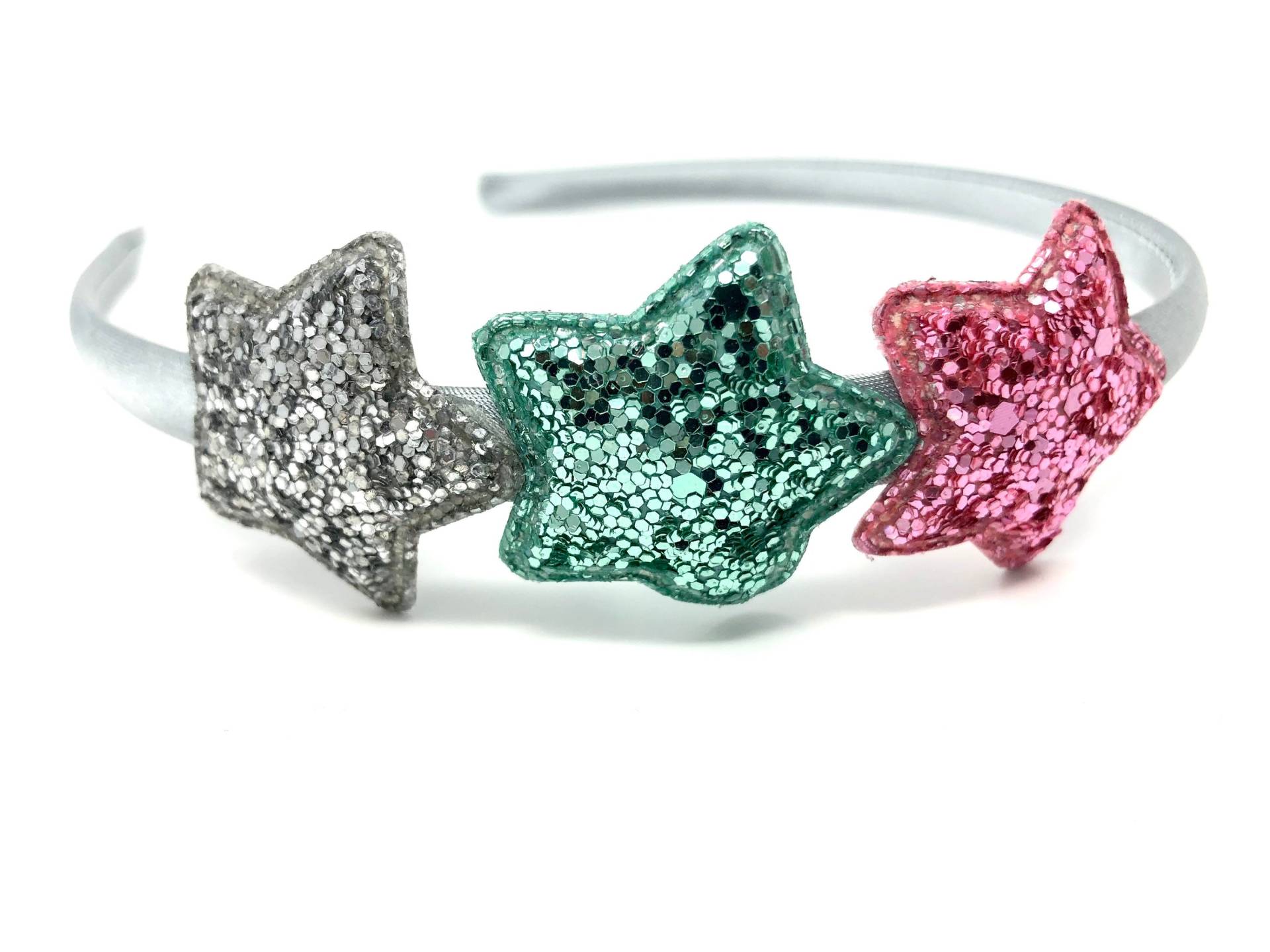 Silber Satin Haarband Sparkle Glitter Stars von HeadOverHeelsEst2014