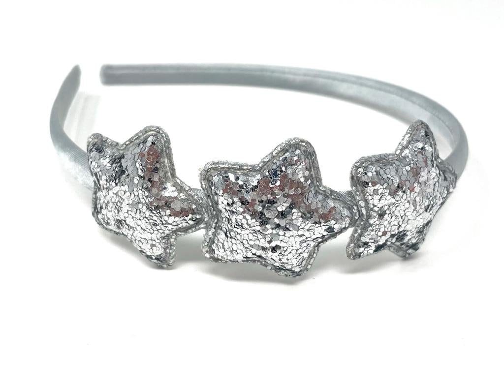 Silberner Stern-Stirnband-Silber-Glitzer-Weihnachts-Haarband von HeadOverHeelsEst2014