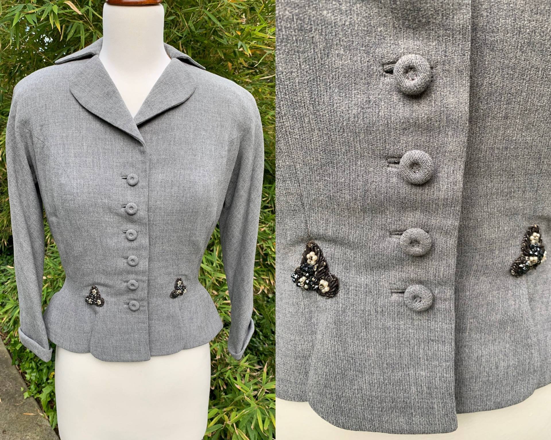 Seltene 1940Er Jahre Kurzjacke Mit Perlenstickerei || Kontrast Futter Floradora Shoppe Vintage Jacke Seltene 1940Er Jahre Kurzjacke Mit Perlenstickerei || Kontrast Futter Floradora Shoppe Vintage Jacke von HeadToSewVintage