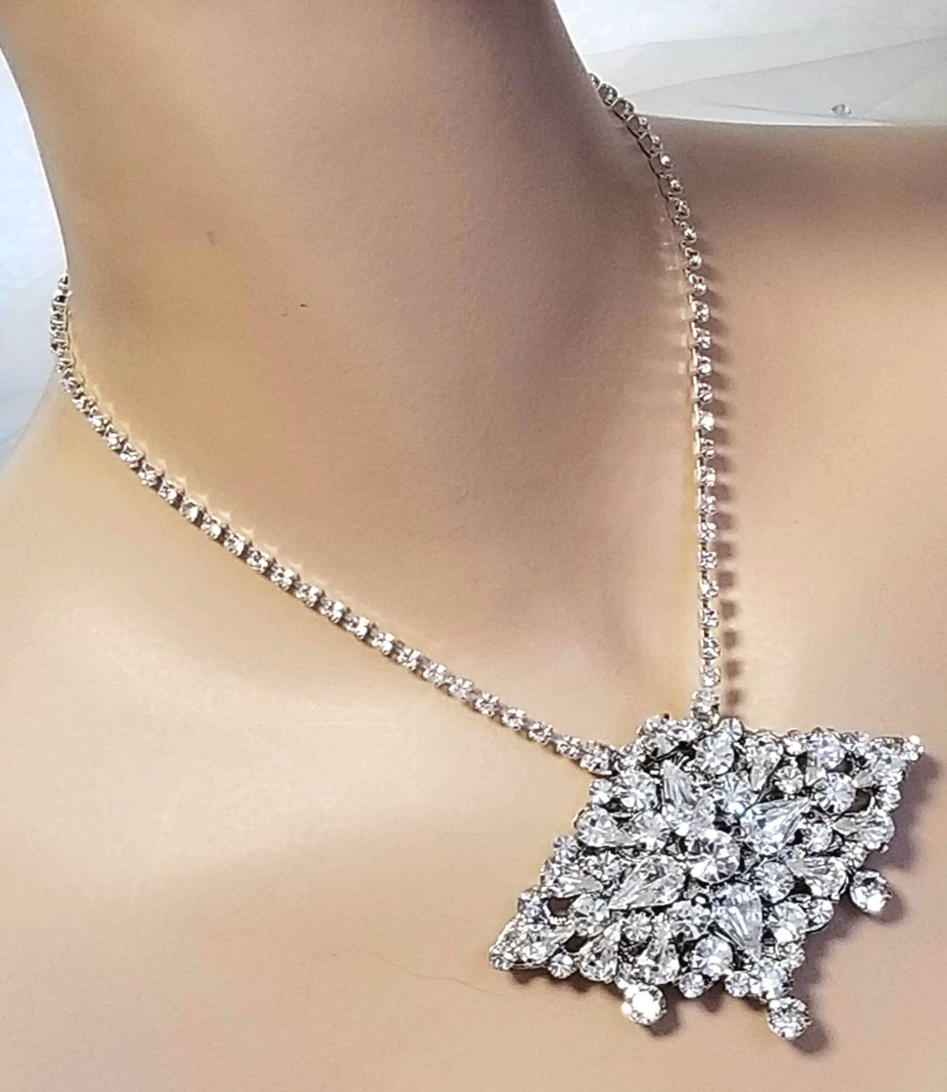 Große Strass Braut Halskette - Statement Hochzeitsschmuck Vintage Brautschmuck Ein Von Einer Art Kopfschmuck Himmel Kostenloser Versand Große Strass Braut Halskette - Statement Hochzeitsschmuck Vintage Brautschmuck Ein Von Einer Art Kopfschmuck Himmel Kostenloser Versand von HeadpieceHeavenSalon