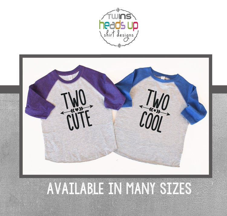 2. Geburtstag Shirts Junge/Mädchen Twin - Zweite Bday Tees Raglan Zwillinge Zwei Süße/Zwei Coole Hemden Kleinkind Trendy Geschenk von HeadsUpTwins