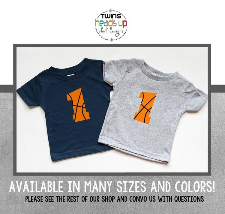 Basketball Twin Geburtstag Shirts 1-Ein Tshirt Boy/Girl-1. Zwillinge Body-Baby/Kleinkind Ersten von HeadsUpTwins