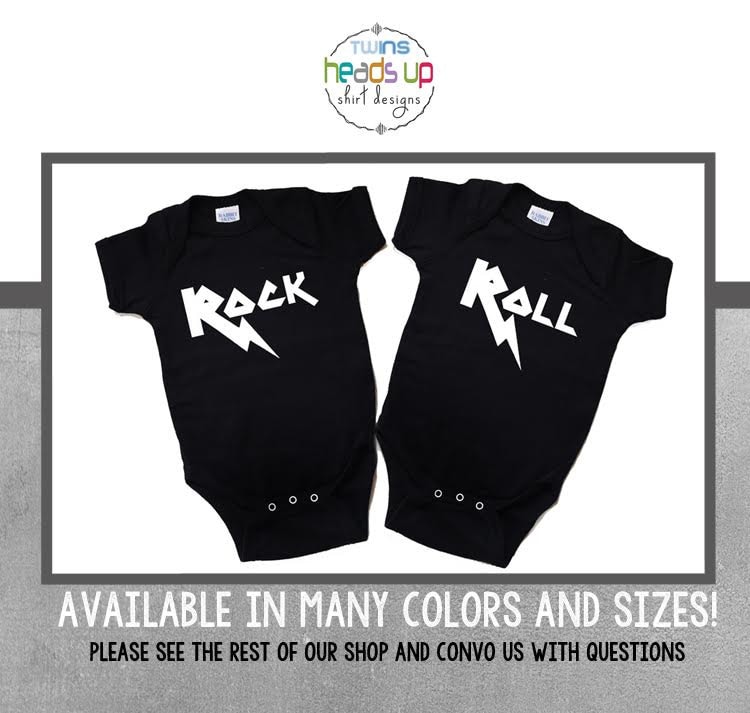 Bodysuit Baby Zwillingen - Rock'n'roll Twin Jungen Shirts Trendige Jungen Geschenk Lustige Junge Tees Rock & Roll Hipster Dusche-Geschenk von HeadsUpTwins