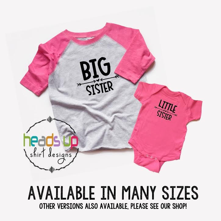 Große Schwester/Kleine Schwester Shirt/Body - Geschwister T-Shirts Kleinkind Große Schwester/Baby Kleine Big Sis/Lil Sis Trendy Baby-Dusche von HeadsUpTwins